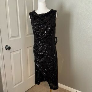 White House Black Market Black Sequin Midi Dress